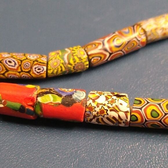 Ceramic African Trading Bead Necklace Upper Voltra few damaged beads see pic - Picture 5 of 11